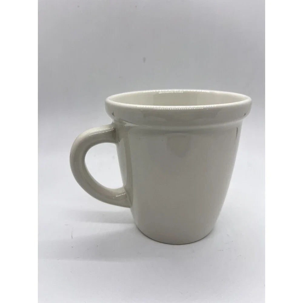Crate & Barrel White Coffee Mug Tea Cup with Handle and Rim